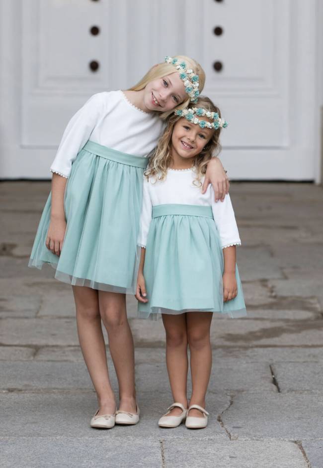 Vestido niña ceremonia Roma con tul verde | Aiana Larocca